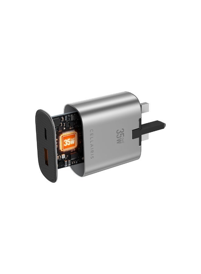Cellairis 35W Foldable Wall Charger with Type-C PD and USB-A QC 3.0, Compact Dual-Port Design - Image 2